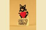 UTH007   Календарь 'Чёрный котенок с сердцем'.  